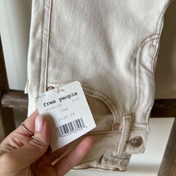 Free People Beige High Rise Skinny Jeans 24 - Picture 7 of 9